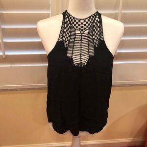 LF Black crochet halter top